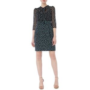 Marella Black Gnomo Sheer Polka Dot Bow Neck Dress – Size 4 Made in Italy